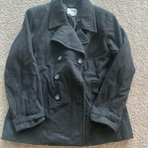 Old Navy Black Double-Breasted Peacoat with Wide Lapels